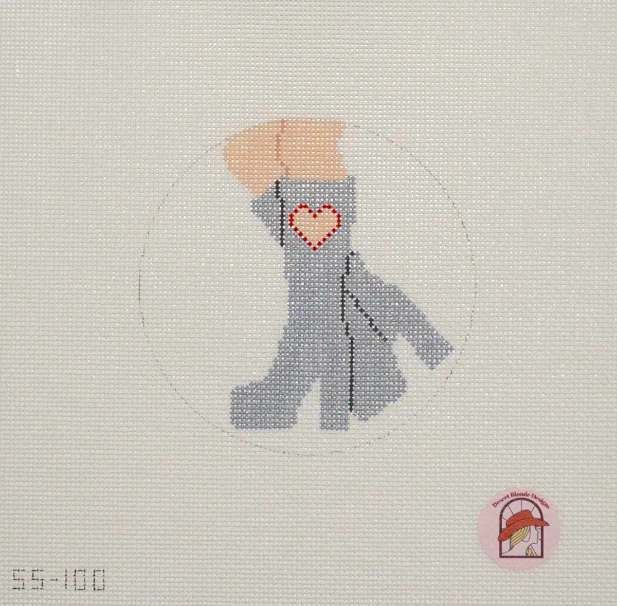Heart Cut-Out Boots: Silver w/ Red