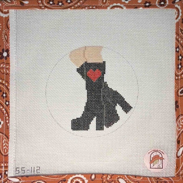 Heart Cut-Out Boots: Black w/ Red Filled In